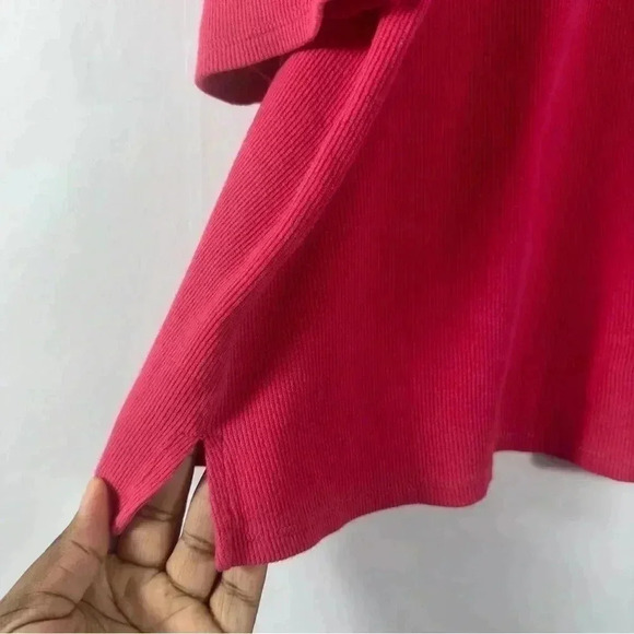 Quacker Factory Pink Ribbed Sequin 3/4 Sleeve Sweater Top Women Size 1X - Picture 6 of 12